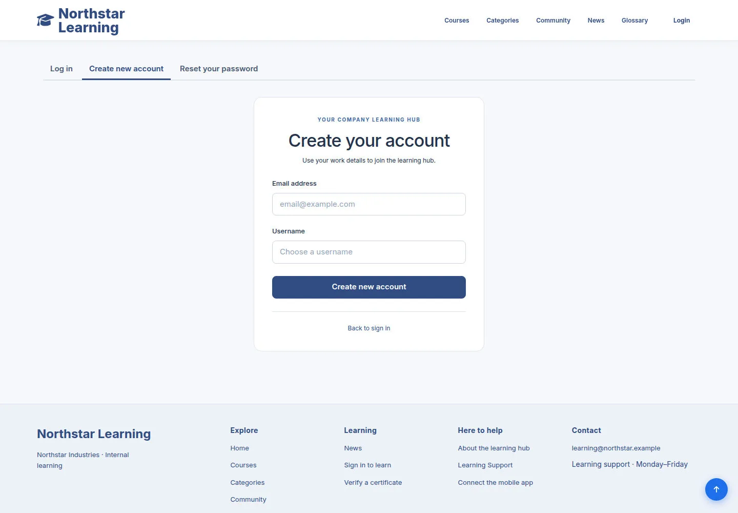 Recognise the Create new account path