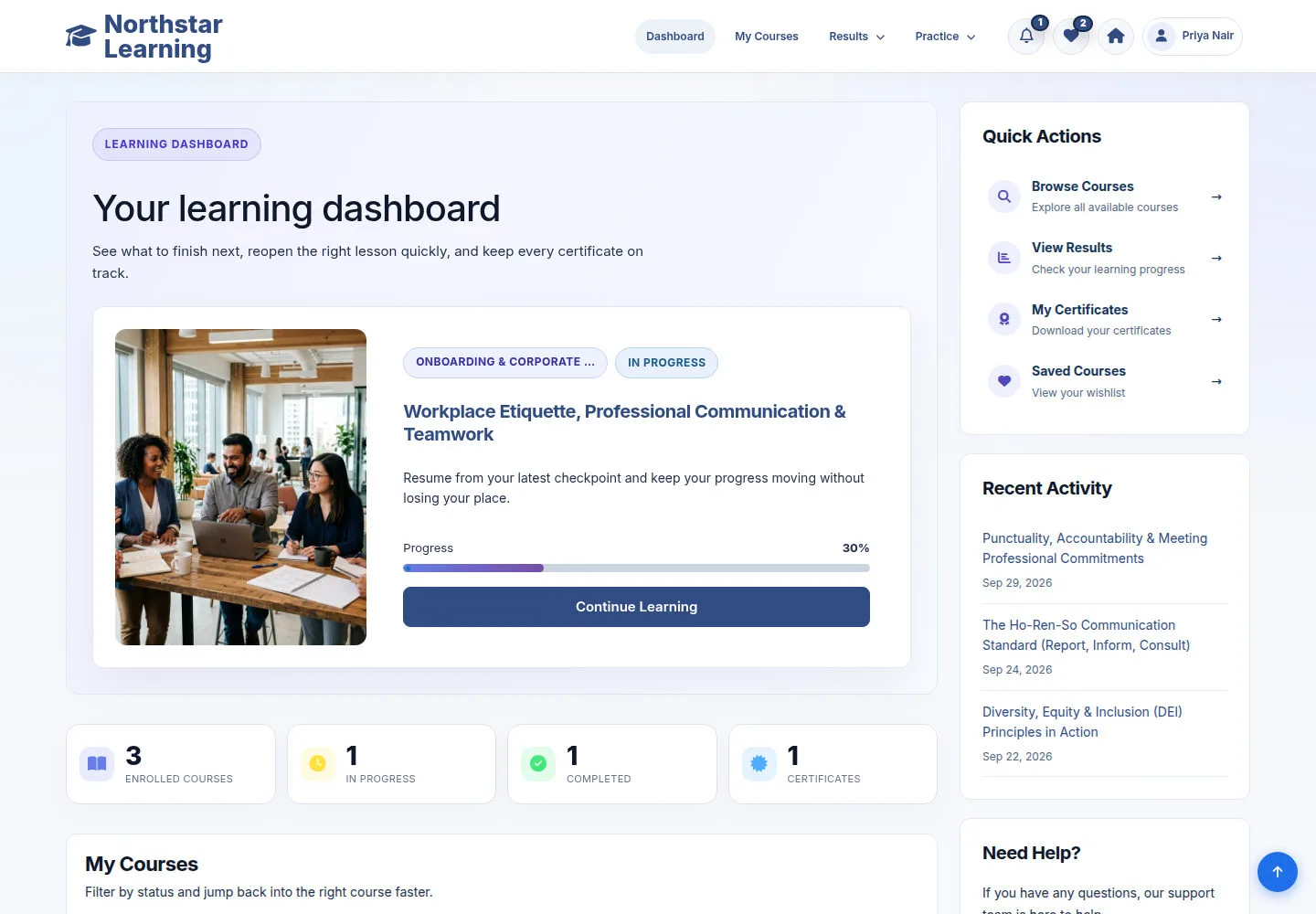 Read the Dashboard and choose what to learn next