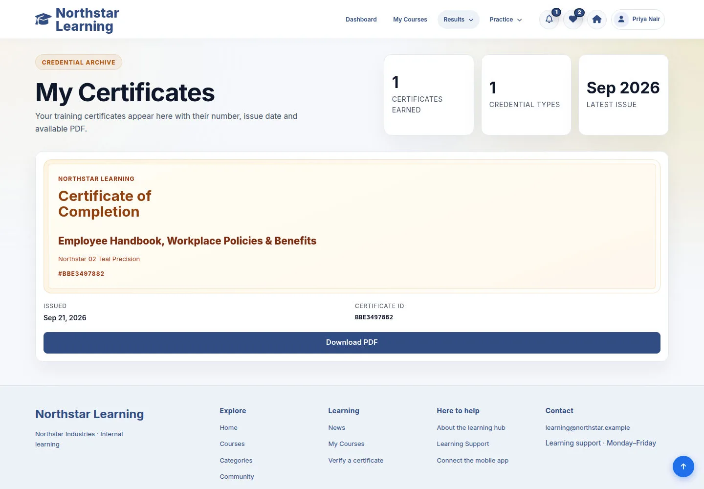 Find your certificate in My Certificates