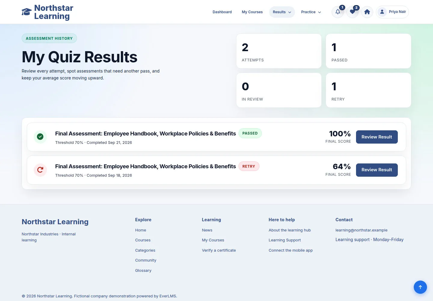 See your Quiz attempts
