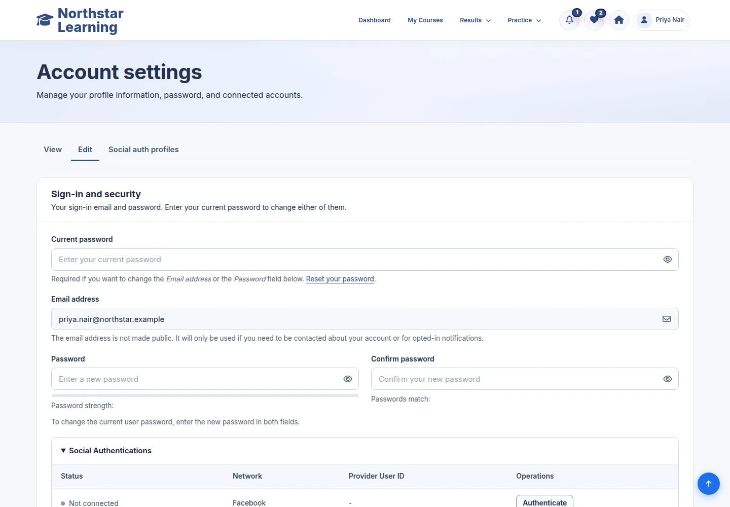 Update the profile fields you are allowed to change