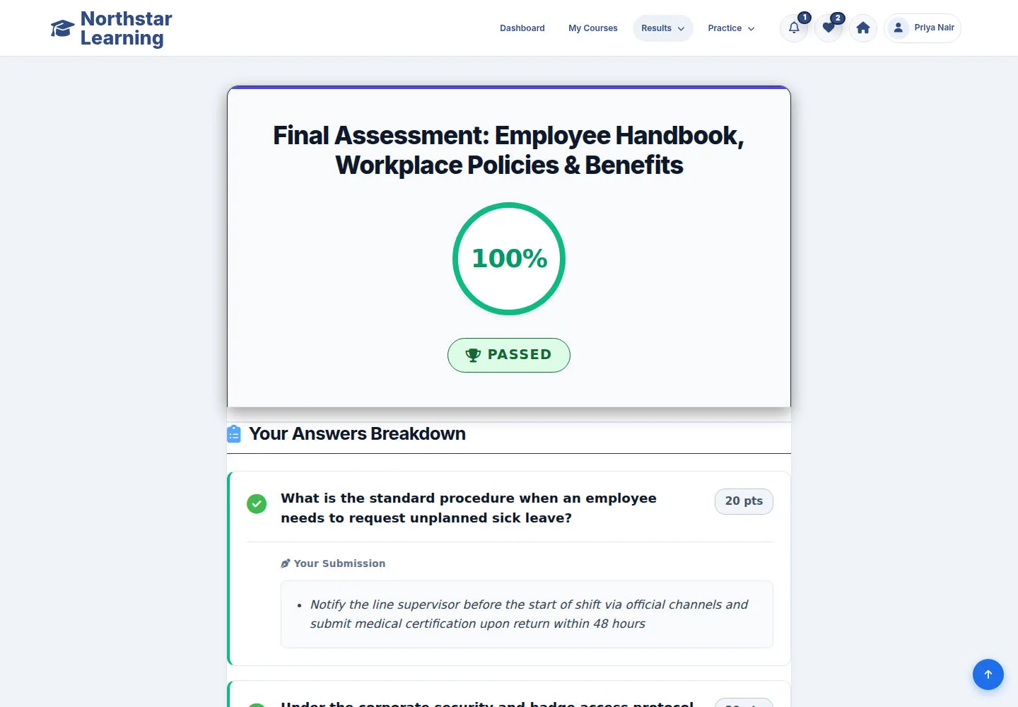 Read a passed result
