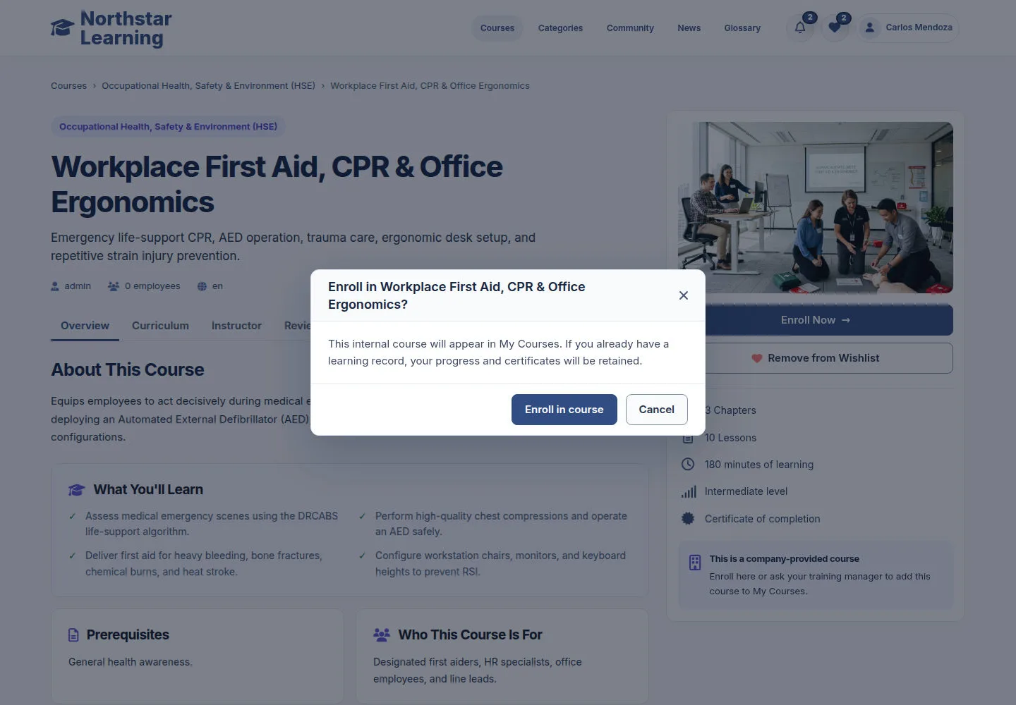 Click Enroll Now and confirm in the dialog