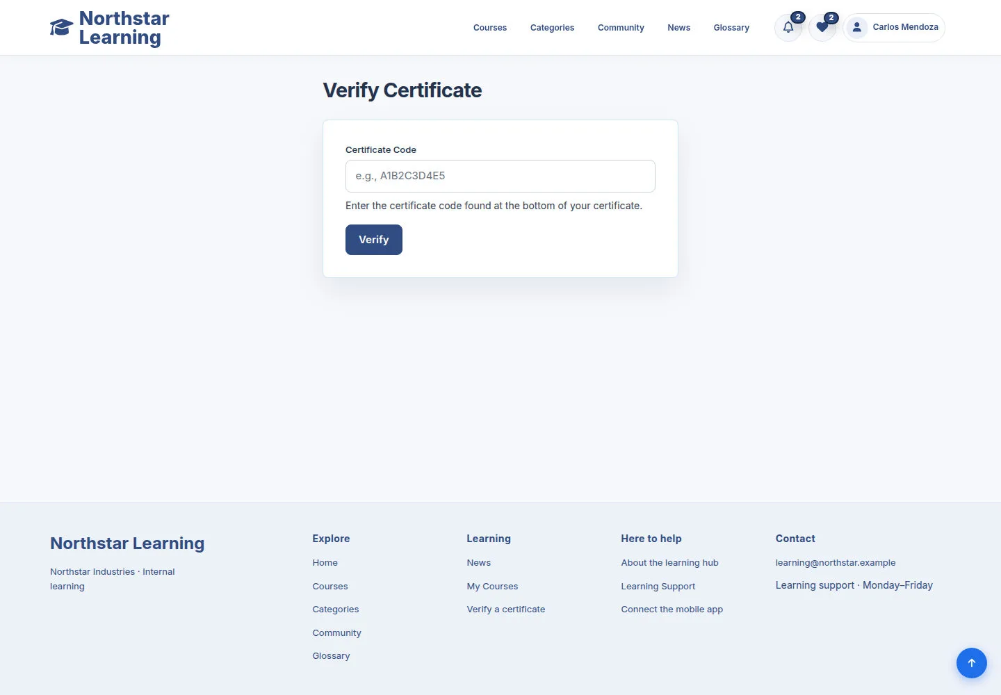 Verify a Certificate by its code