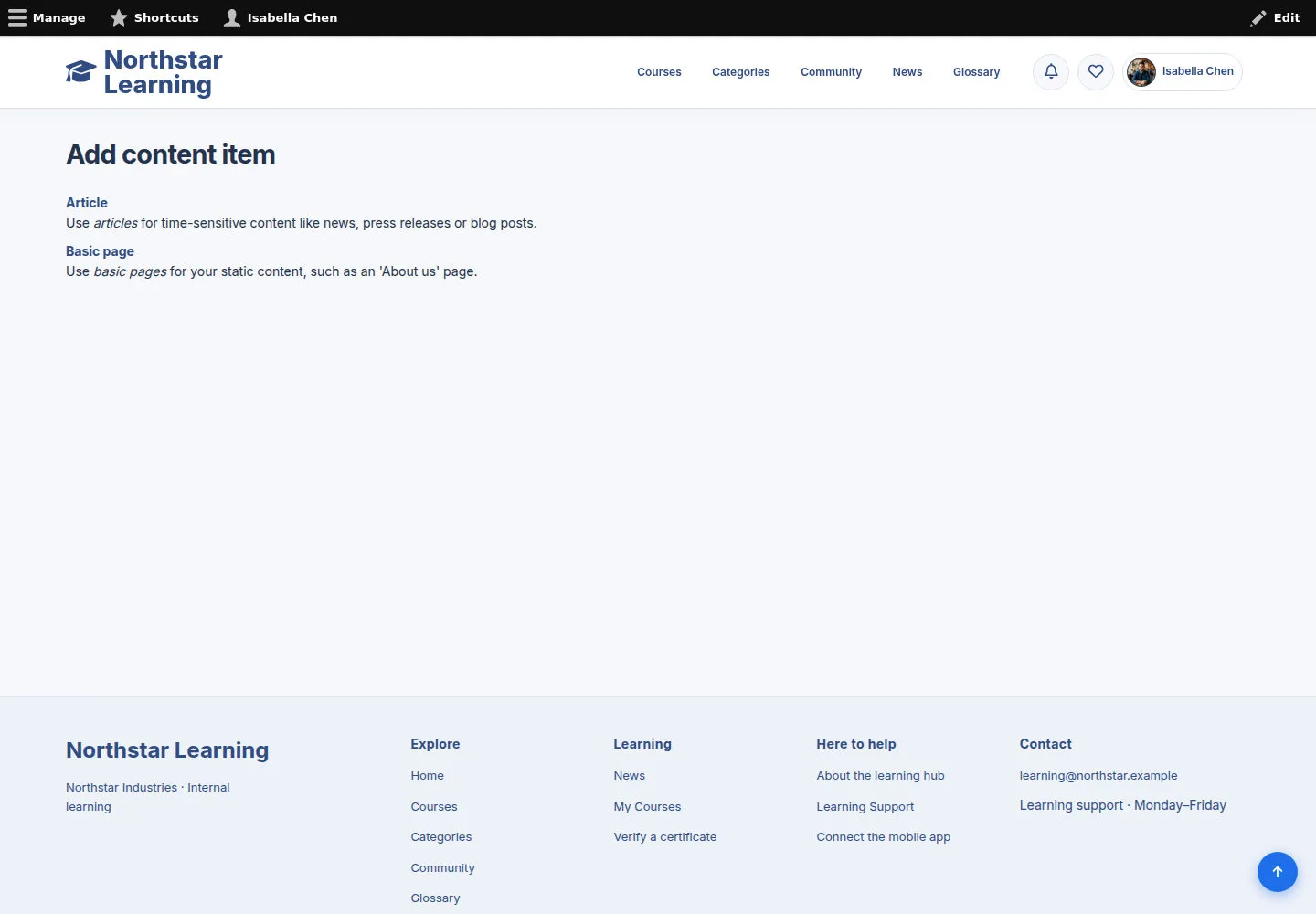 Choose the content type to write
