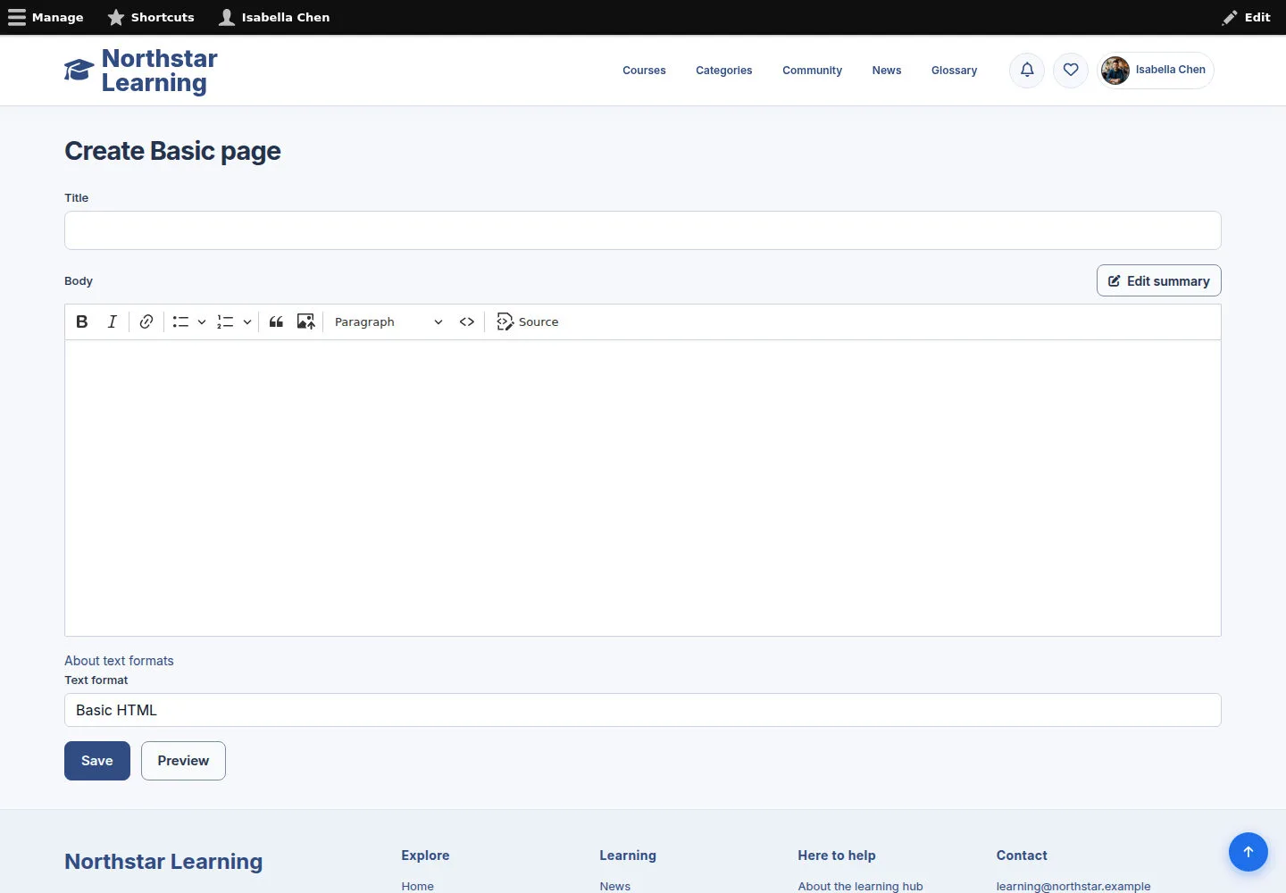 Write a clear Basic page