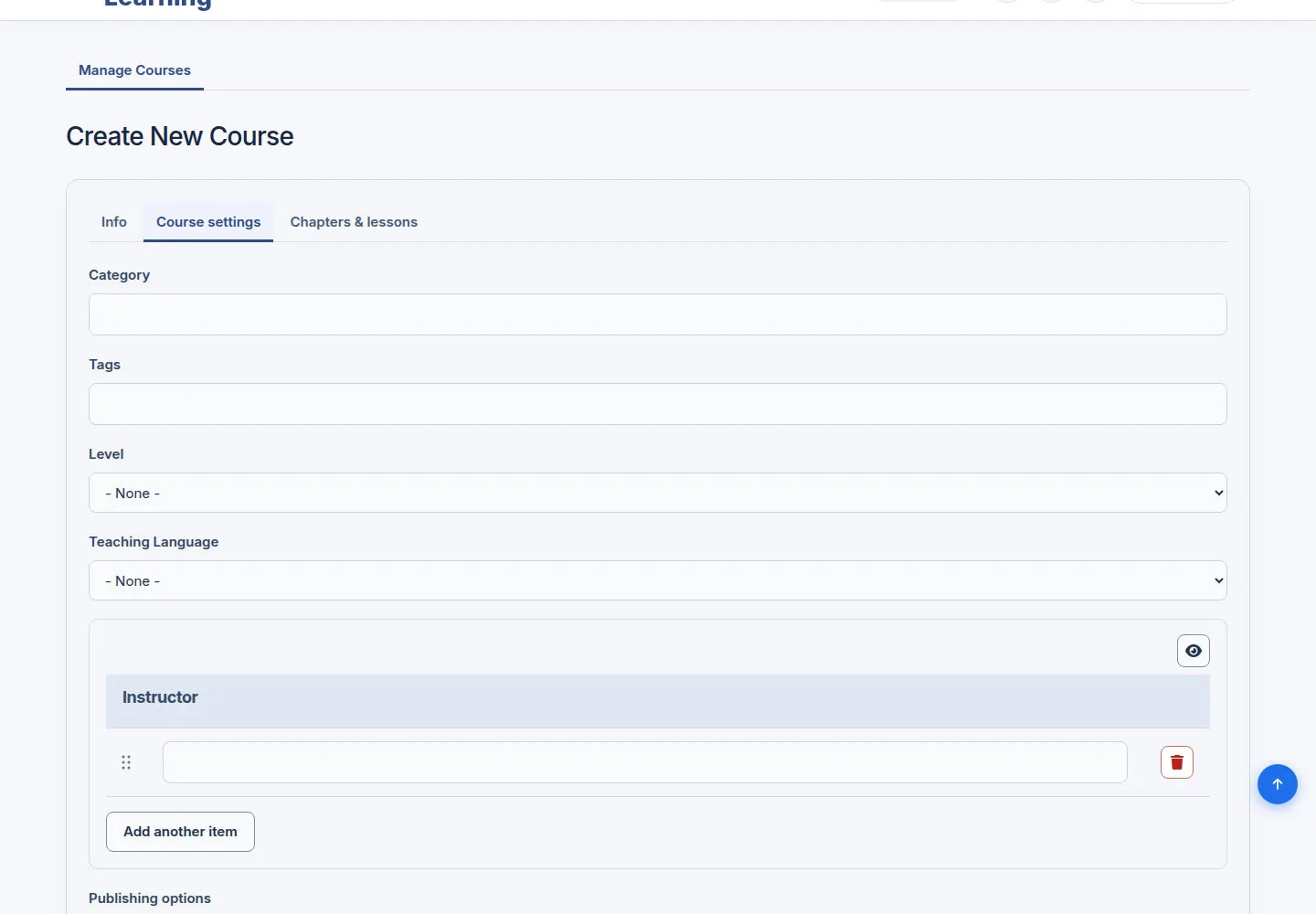 Choose the Course settings