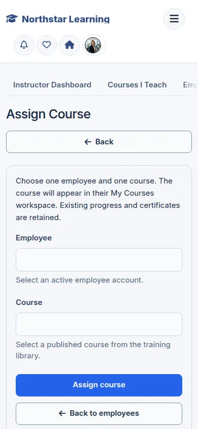 Assign a Course on a phone
