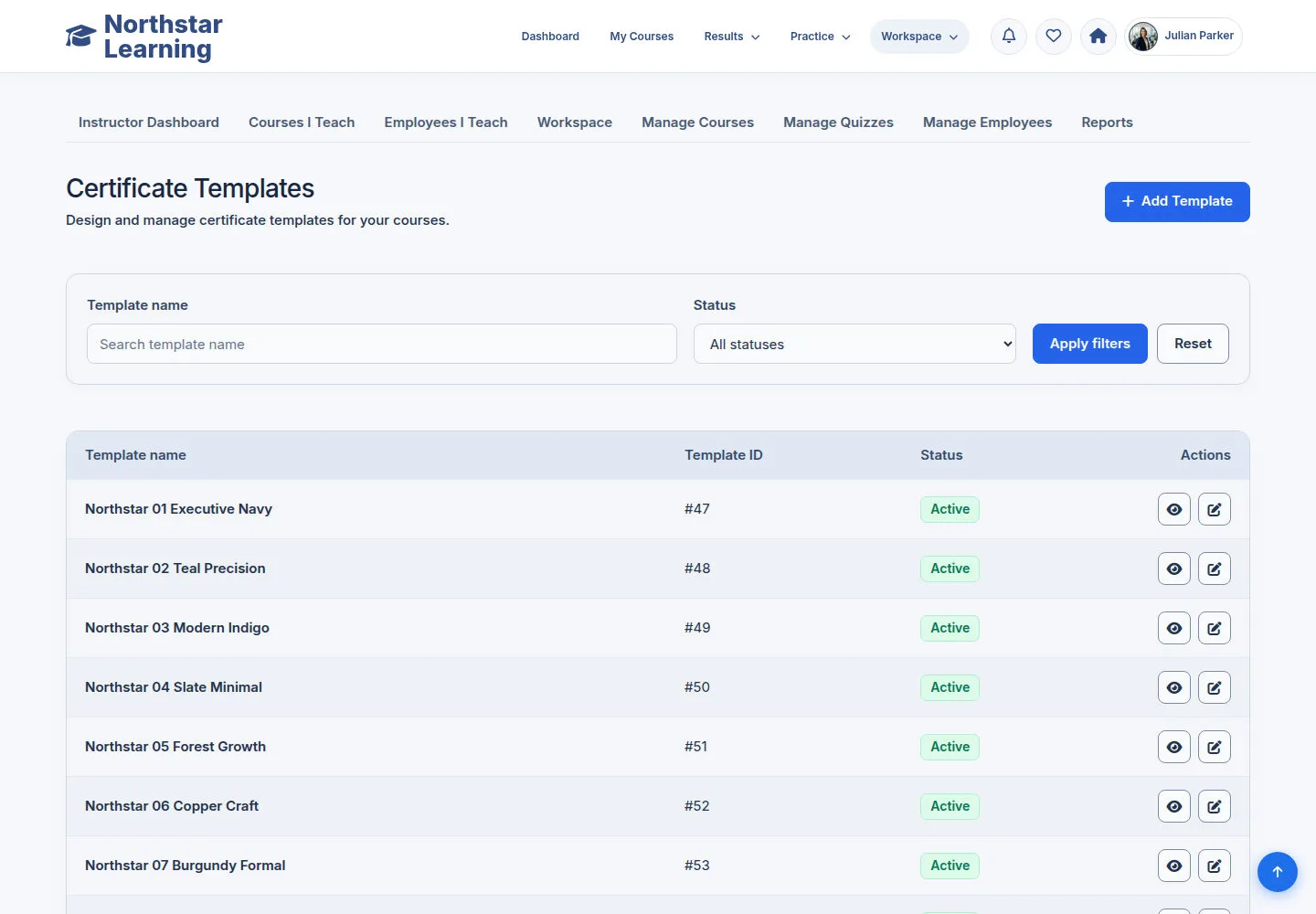 Choose a Certificate Template