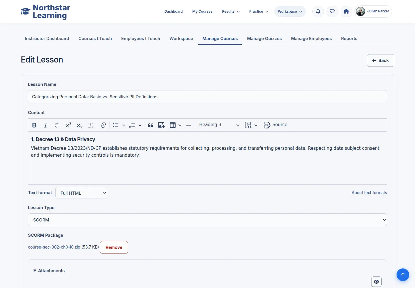 Check the SCORM Lesson