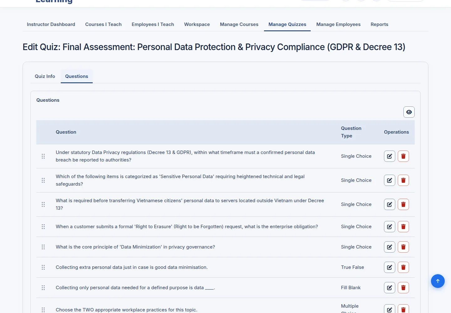 Manage Question references