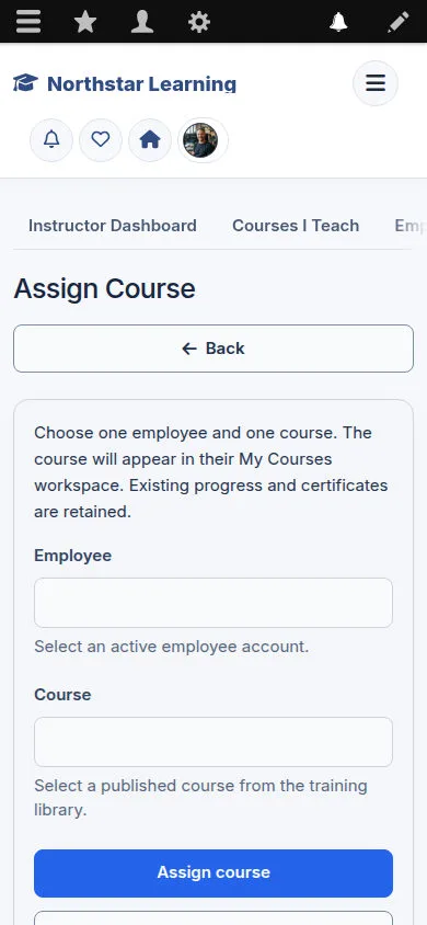 Assign a Course on a phone