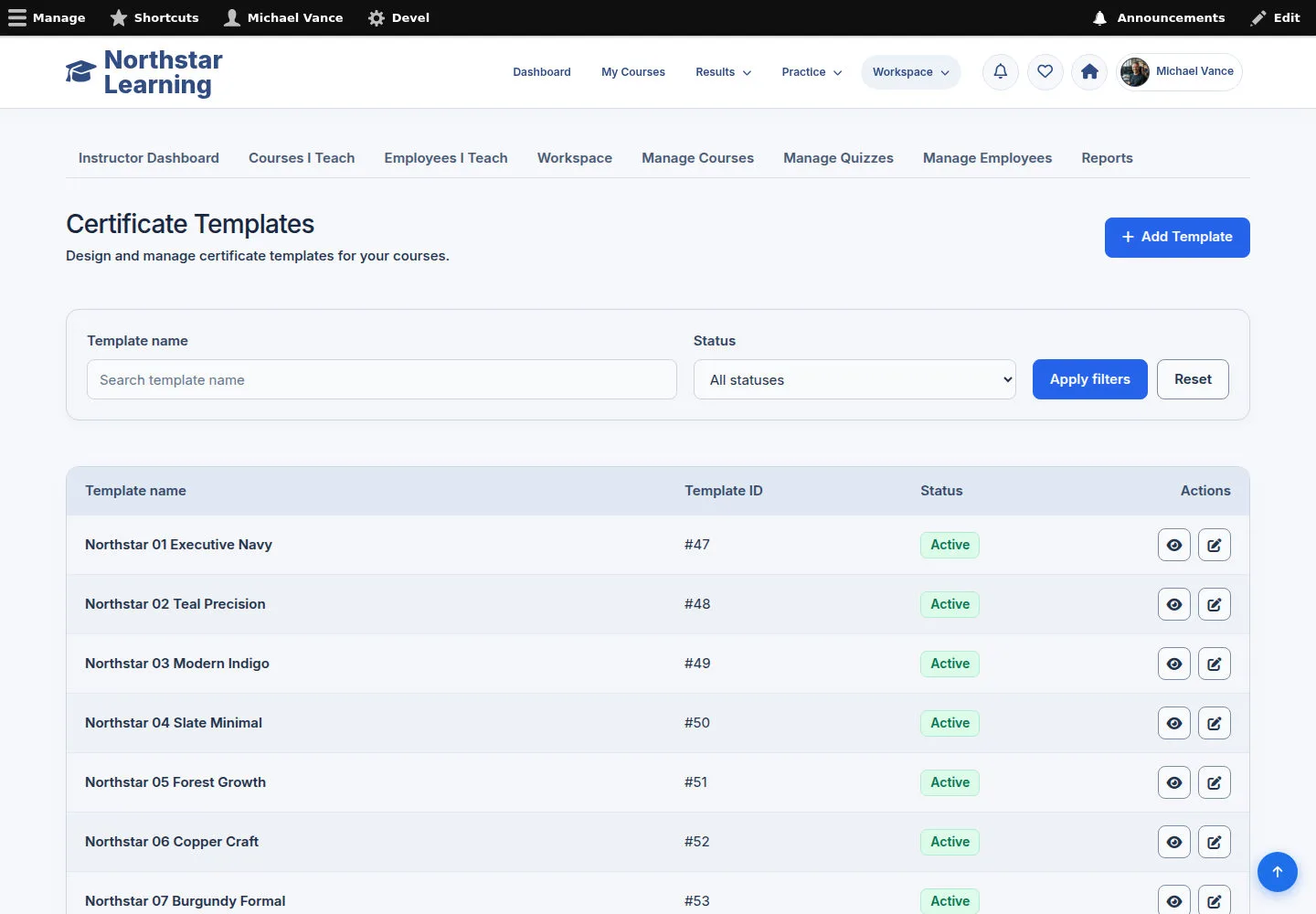 Choose a Certificate Template