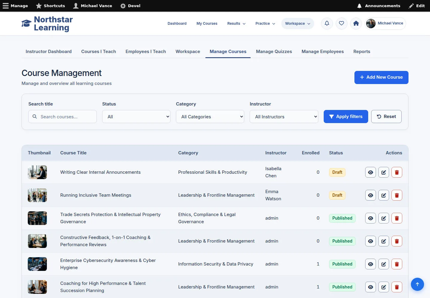 Find a Course in Course Management
