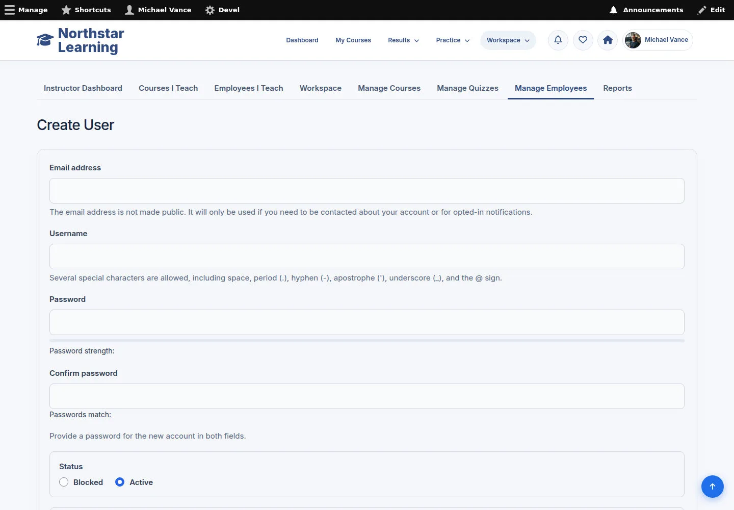 Create an employee account