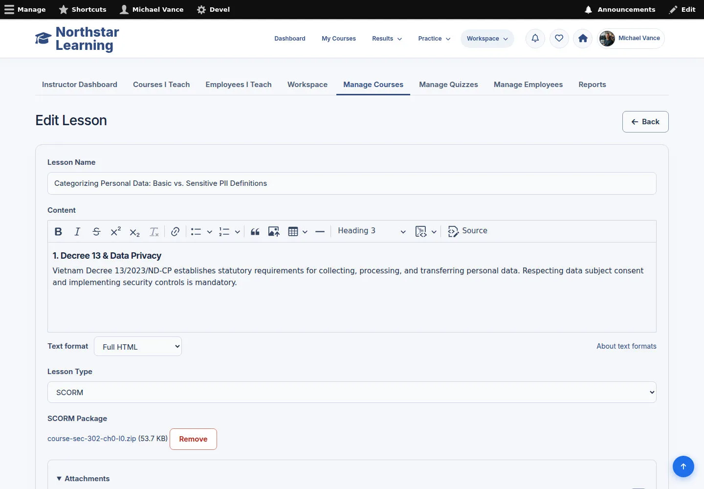 Check the SCORM Lesson