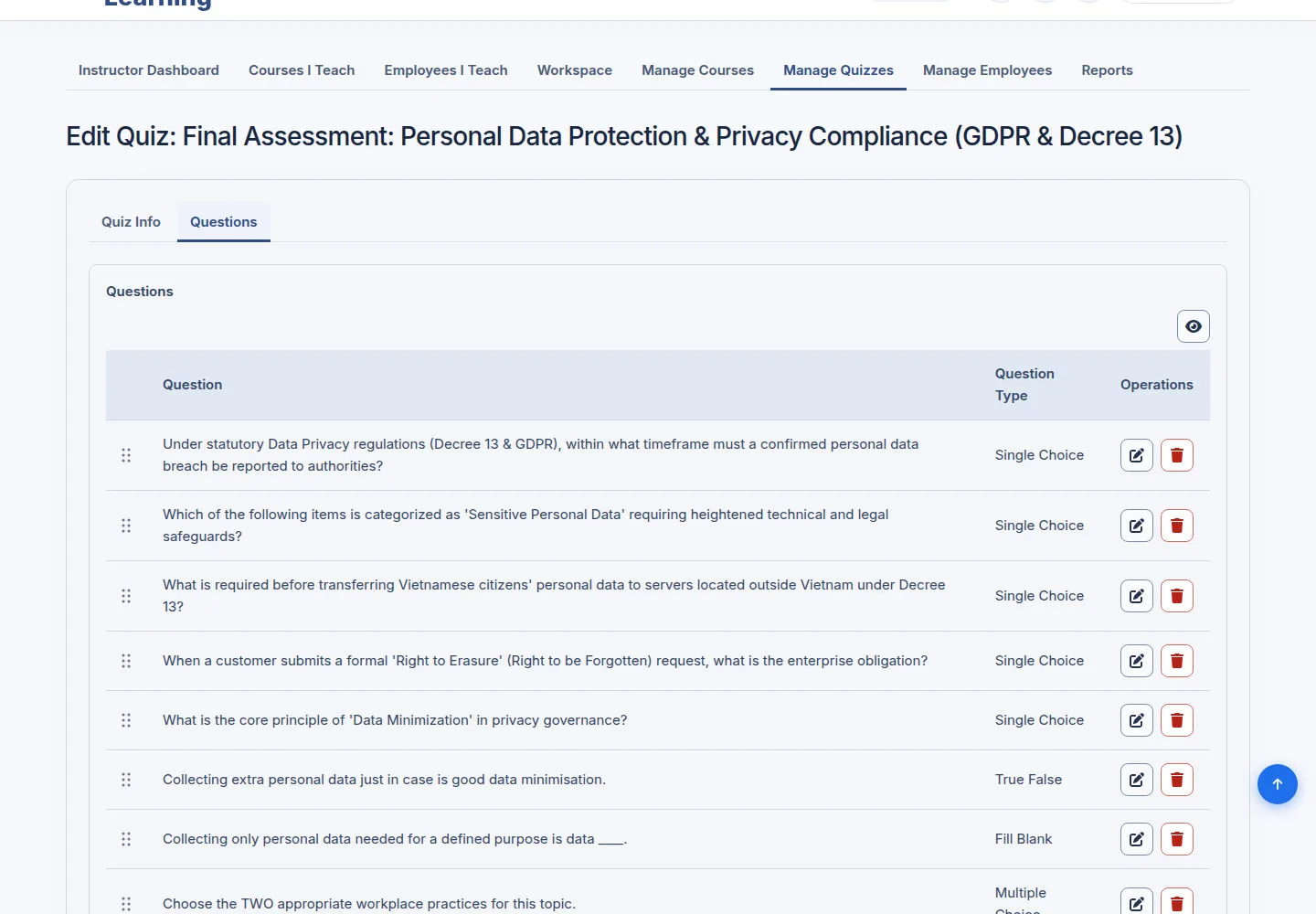 Manage Question references