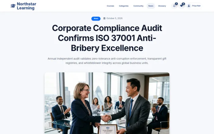 Corporate Compliance Audit Confirms ISO 37001 Anti-Bribery Excellence
