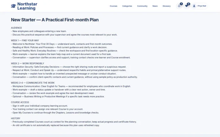 New Starter — A Practical First-month Plan