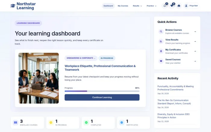 Your learning dashboard