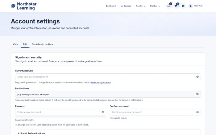 Account settings