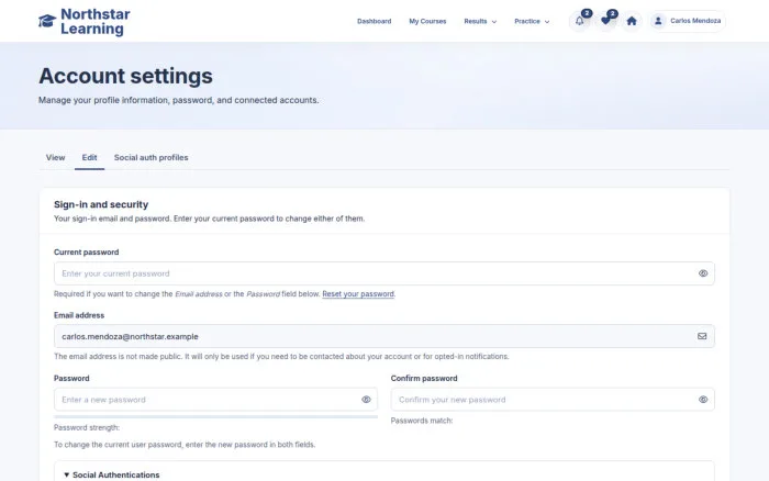 Account settings