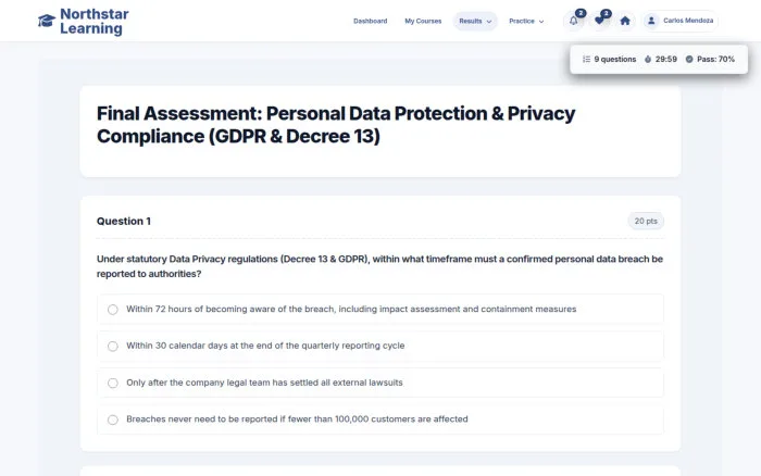 Final Assessment: Personal Data Protection & Privacy Compliance (GDPR & Decree 13)