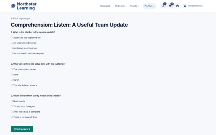 Comprehension: Listen: A Useful Team Update