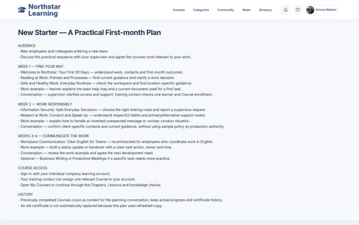 New Starter — A Practical First-month Plan