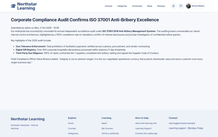 Corporate Compliance Audit Confirms ISO 37001 Anti-Bribery Excellence