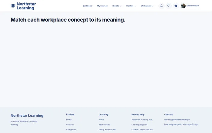 Match each workplace concept to its meaning.