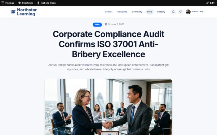 Corporate Compliance Audit Confirms ISO 37001 Anti-Bribery Excellence