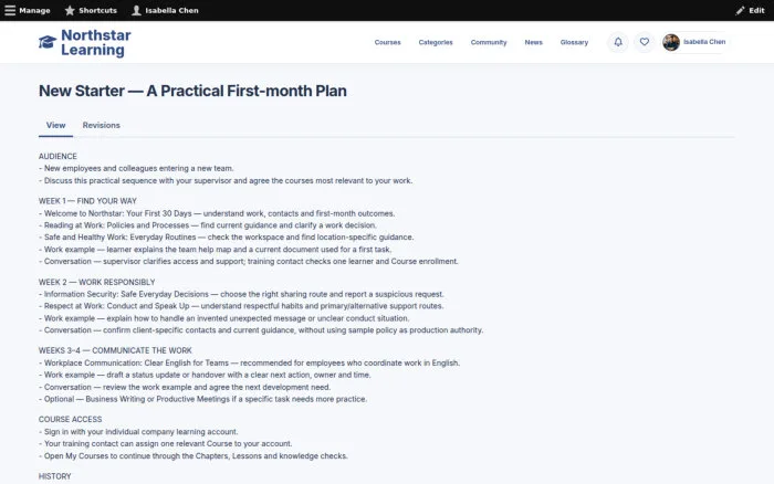 New Starter — A Practical First-month Plan