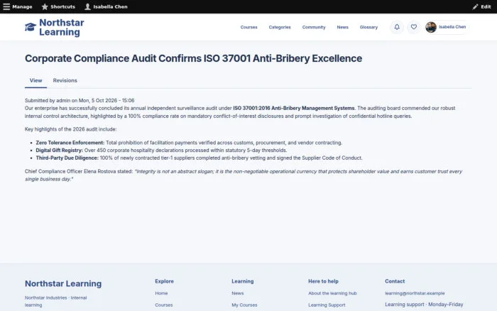 Corporate Compliance Audit Confirms ISO 37001 Anti-Bribery Excellence
