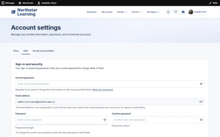 Account settings
