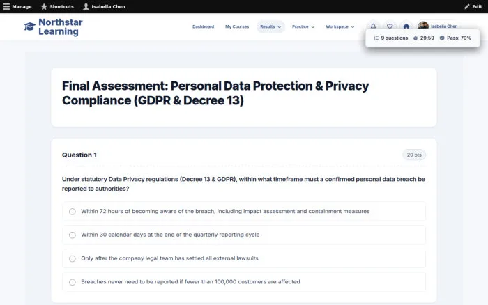 Final Assessment: Personal Data Protection & Privacy Compliance (GDPR & Decree 13)