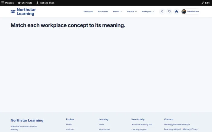 Match each workplace concept to its meaning.