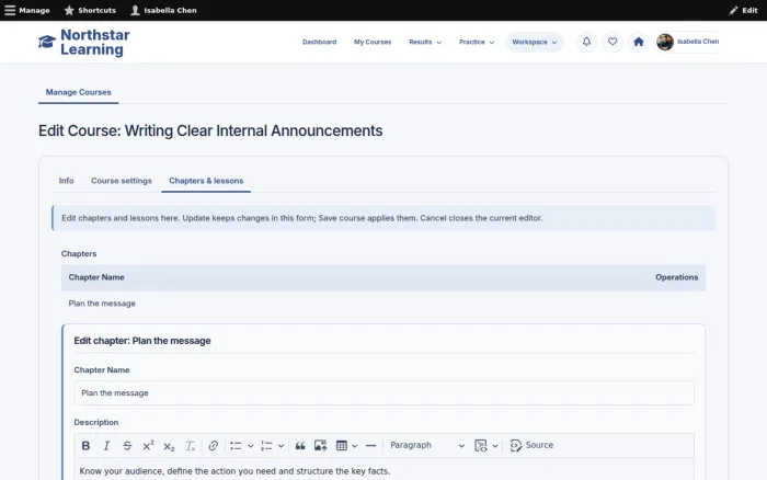 Edit Course: Writing Clear Internal Announcements