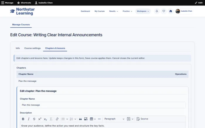 Edit Course: Writing Clear Internal Announcements
