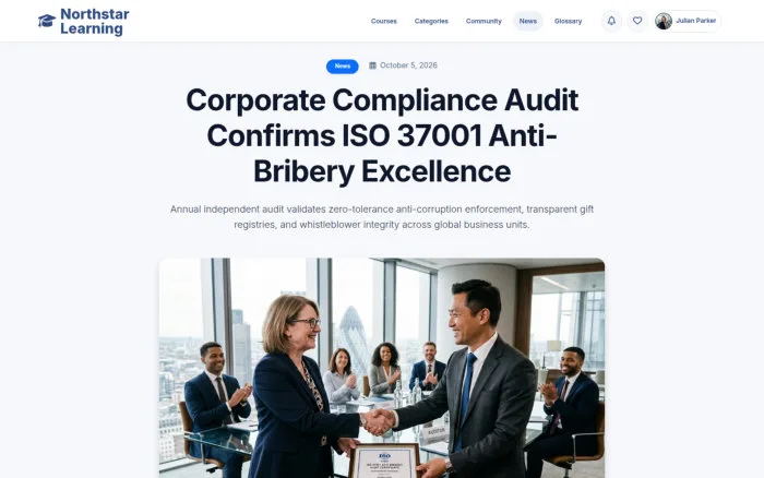 Corporate Compliance Audit Confirms ISO 37001 Anti-Bribery Excellence