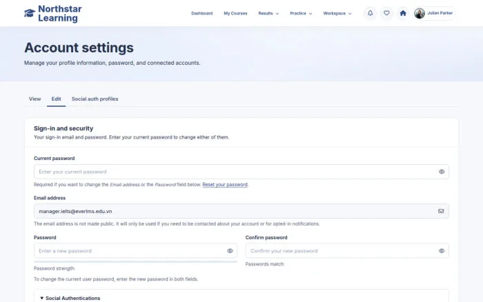 Account settings