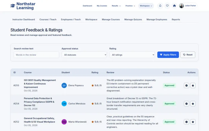 Student Feedback & Ratings