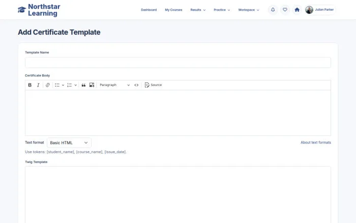 Add Certificate Template
