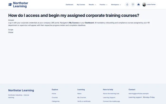 How do I access and begin my assigned corporate training courses?