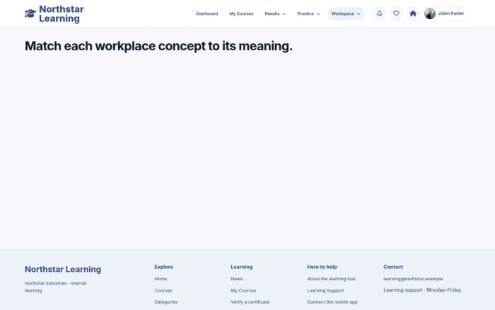 Match each workplace concept to its meaning.