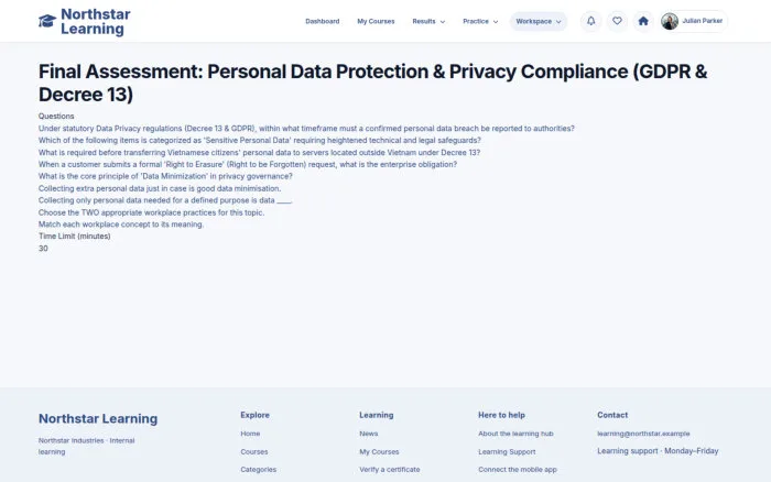 Final Assessment: Personal Data Protection & Privacy Compliance (GDPR & Decree 13)