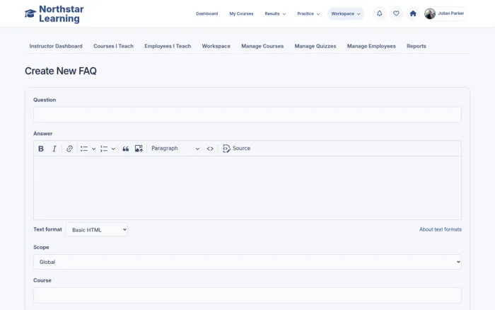 Create New FAQ