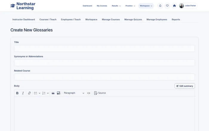 Create New Glossaries
