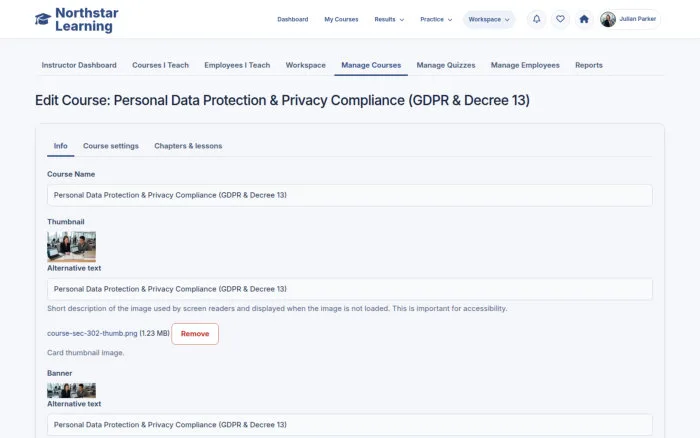 Edit Course: Personal Data Protection & Privacy Compliance (GDPR & Decree 13)