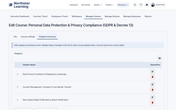 Edit Course: Personal Data Protection & Privacy Compliance (GDPR & Decree 13)